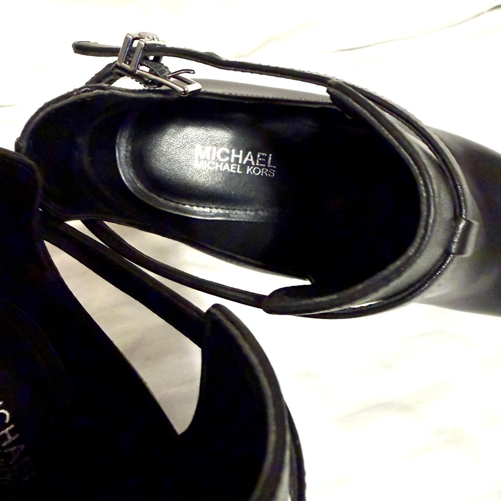 Michael Kors Black Peep-Toe Heeled Boots - Picture 2 of 4